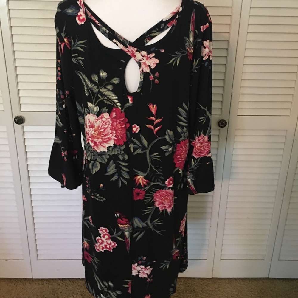 French Laundry Black Floral Dress size 1X - Picture 2 of 9